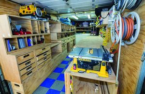 mobile-woodshop interior